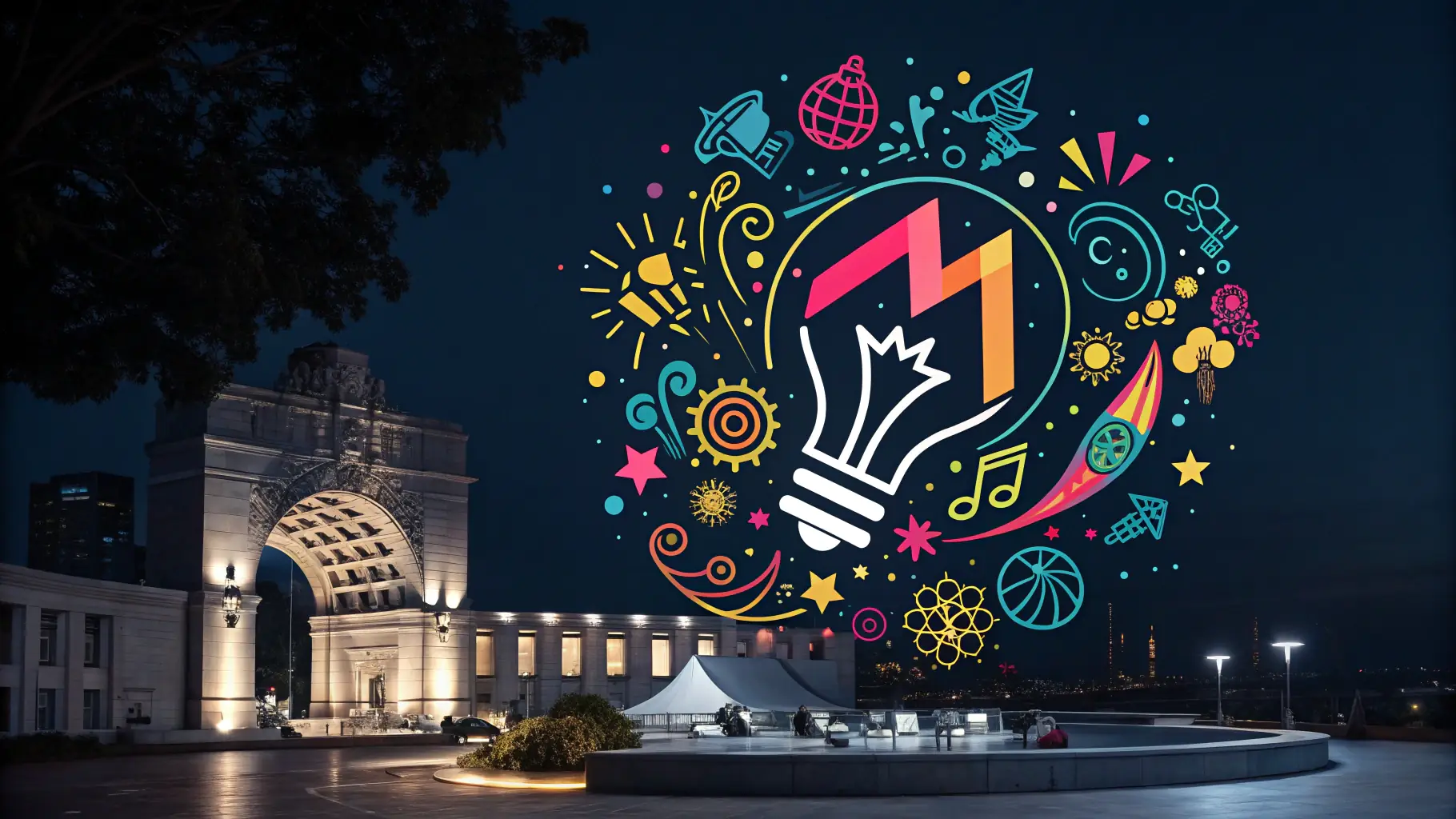 A sponsor's logo displayed prominently, with a background image representing their industry or area of expertise.